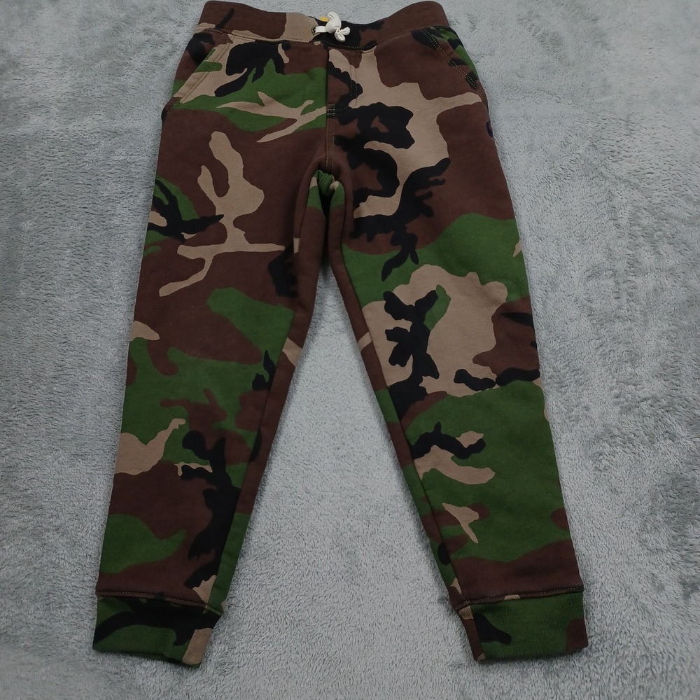 Polo Ralph Lauren Joggers Boys 7 Green Camouflage Fleece Preppy